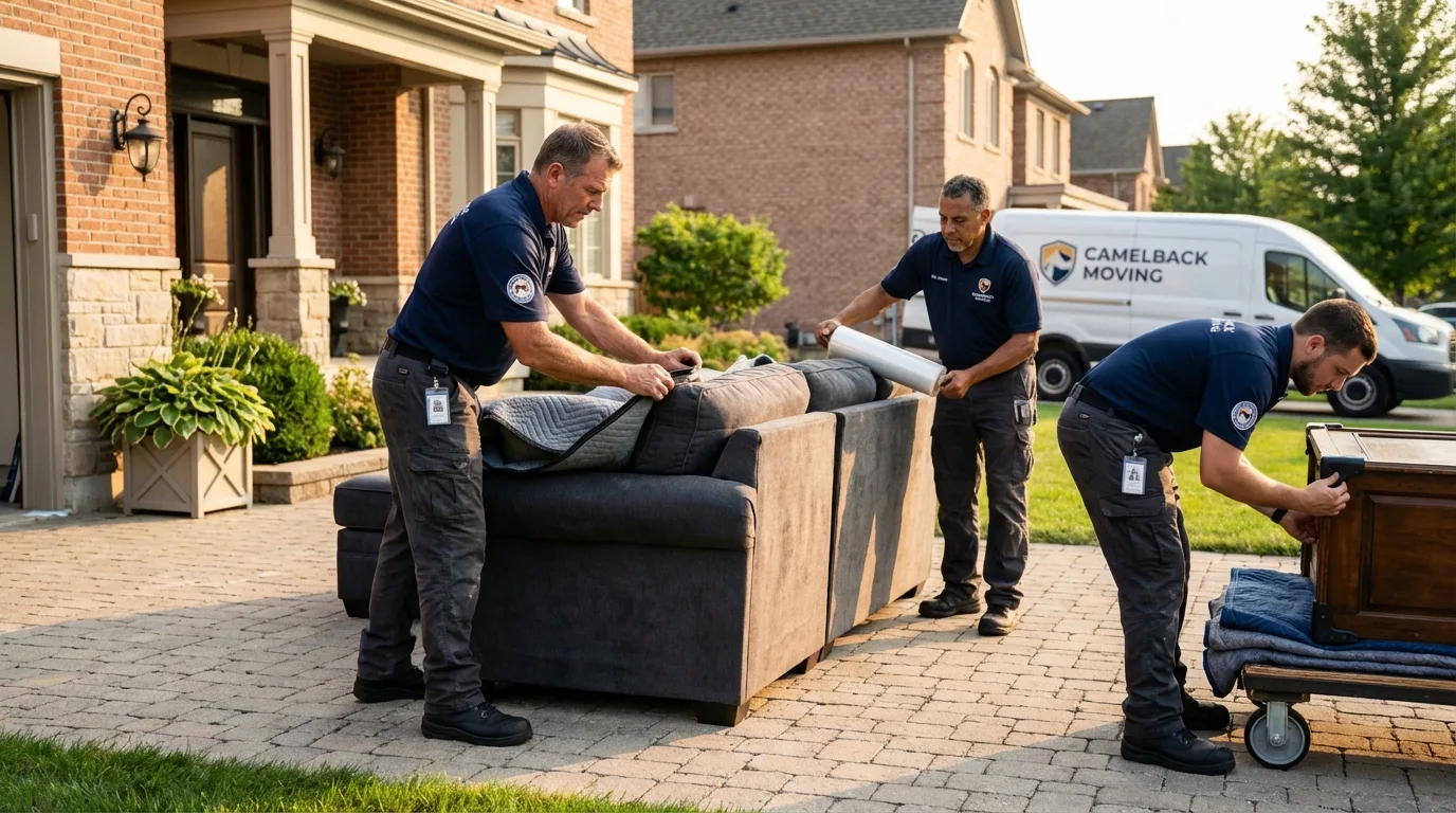 Large estate moving crew wrapping furniture in Glenwood City, WI