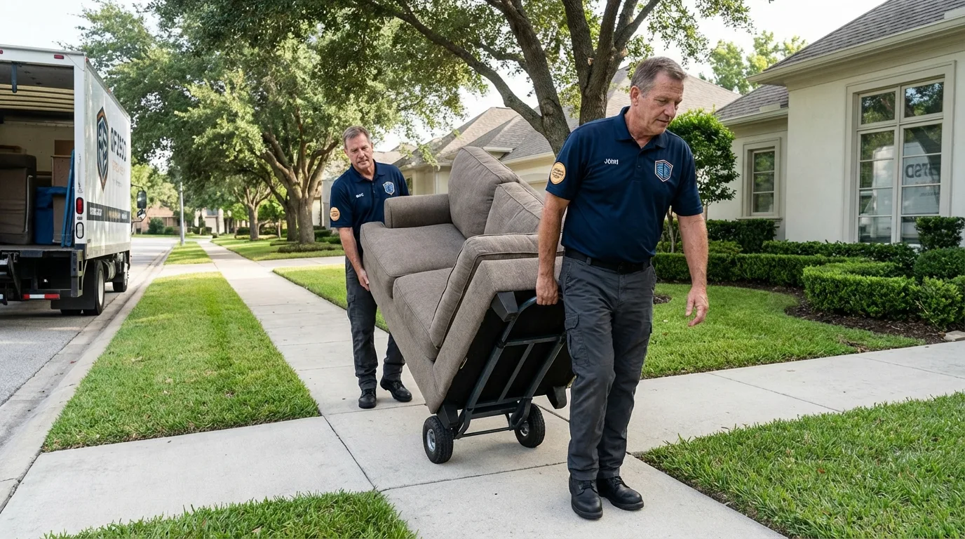 Local residential moving crew loading furniture in Glenwood City, WI