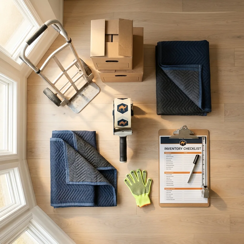 Professional moving supplies and packing materials layout for Glenwood City residential relocations